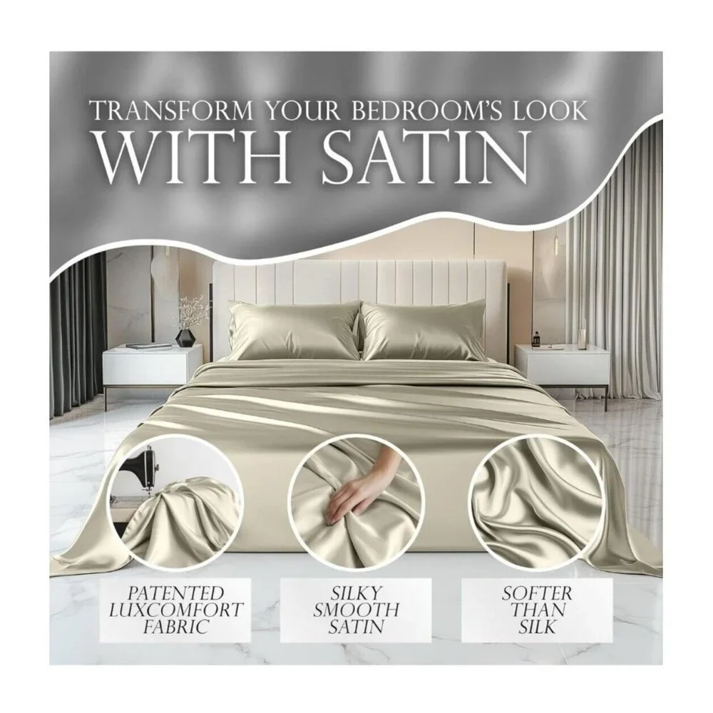 Luxury Satin Bed Sheet‎ Set With 15